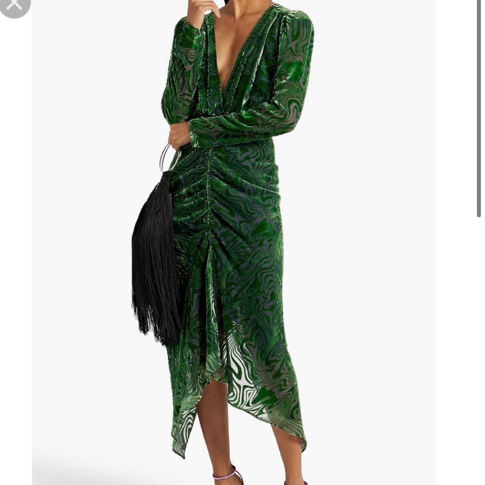 RONNY KOBO Elegant Green Velvet Dress Size XS - Picture 2 of 13